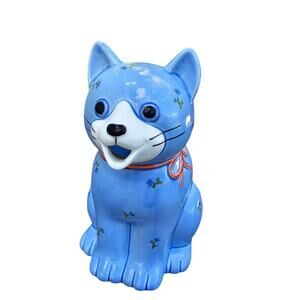 Blue Calico Cat Pitcher